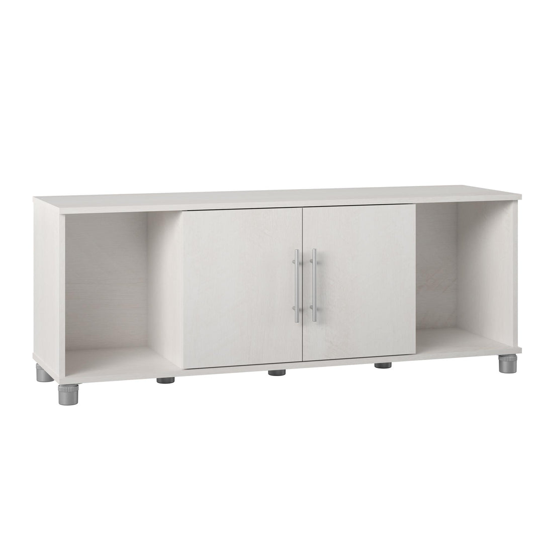 Shoe Storage Bench with 2 Open and 2 Closed Storage Compartments - Ivory Oak