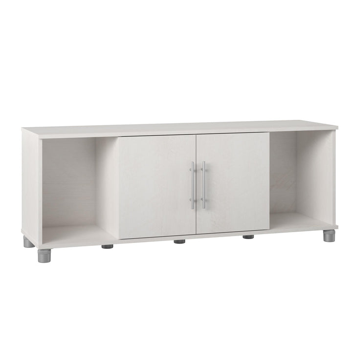 Shoe Storage Bench with 2 Open and 2 Closed Storage Compartments - Ivory Oak