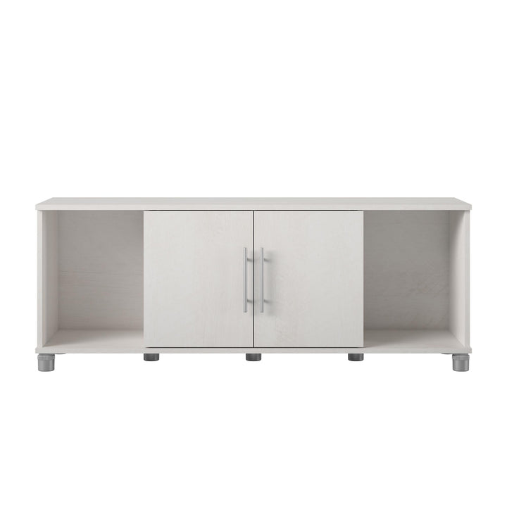 Shoe Storage Bench with 2 Open and 2 Closed Storage Compartments - Ivory Oak