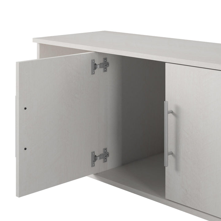 Shoe Storage Bench with 2 Open and 2 Closed Storage Compartments - Ivory Oak