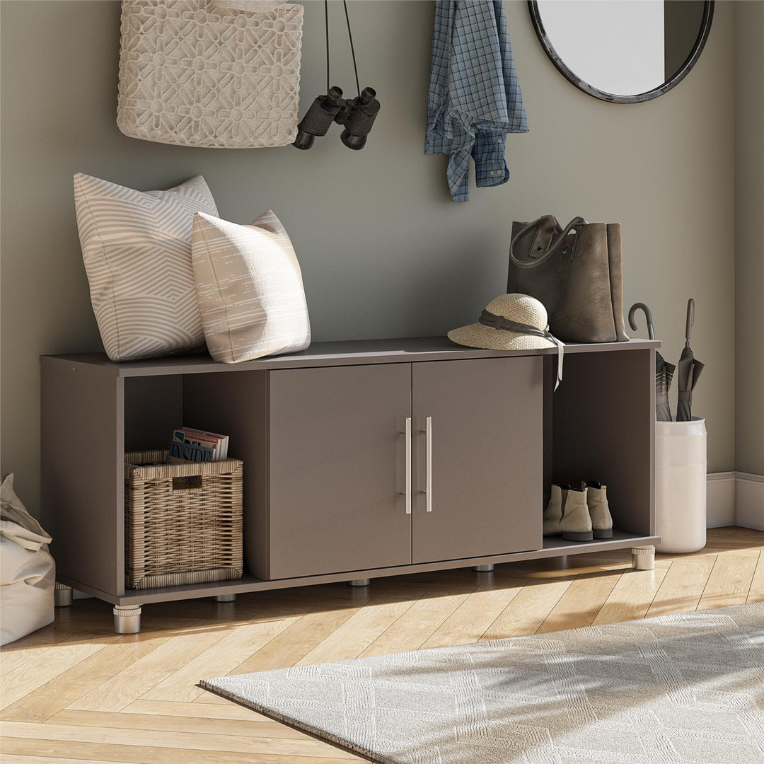 Shoe Storage Bench with 2 Open and 2 Closed Storage Compartments - Graphite Grey