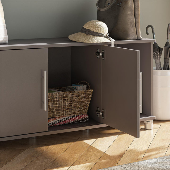 Shoe Storage Bench with 2 Open and 2 Closed Storage Compartments - Graphite Grey