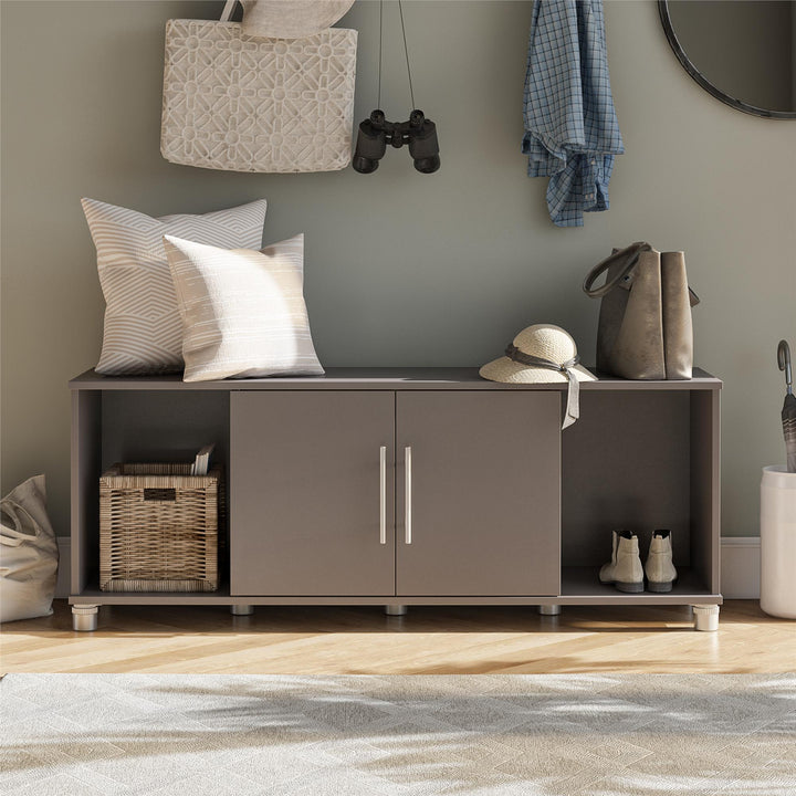 Shoe Storage Bench with 2 Open and 2 Closed Storage Compartments - Graphite Grey