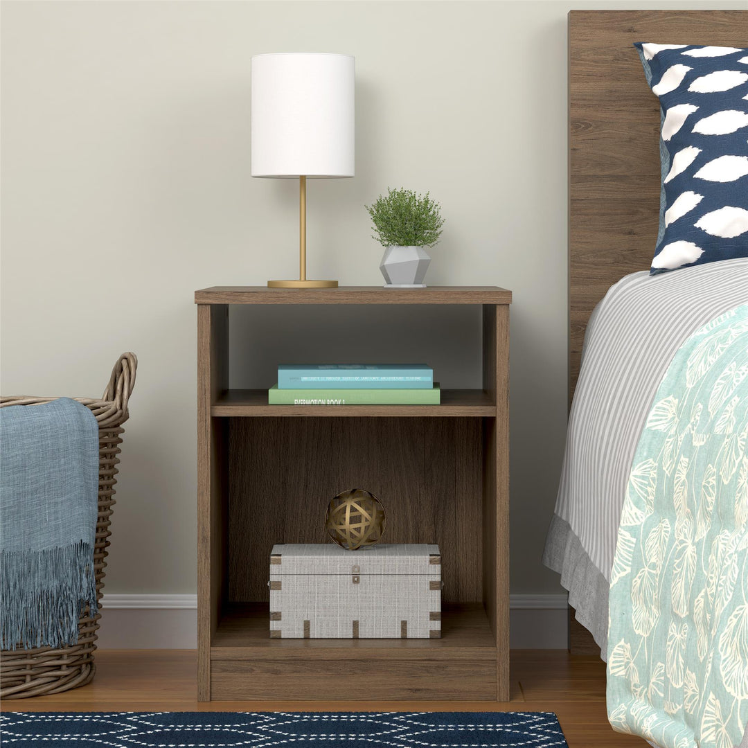 Bedside table with rustic charm and storage - Rustic Oak