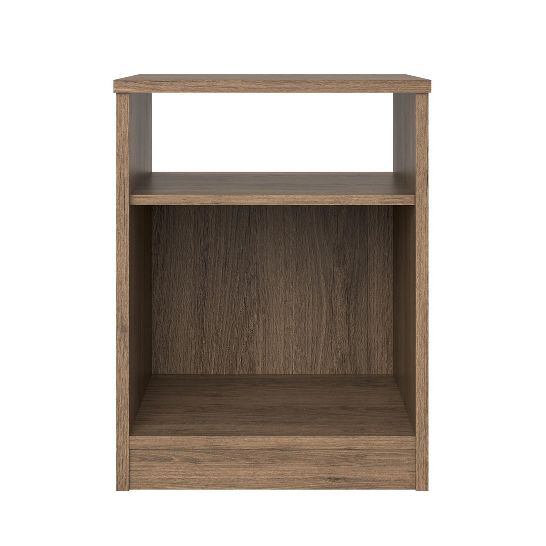 Stylish wooden side table with open shelf - Rustic Oak