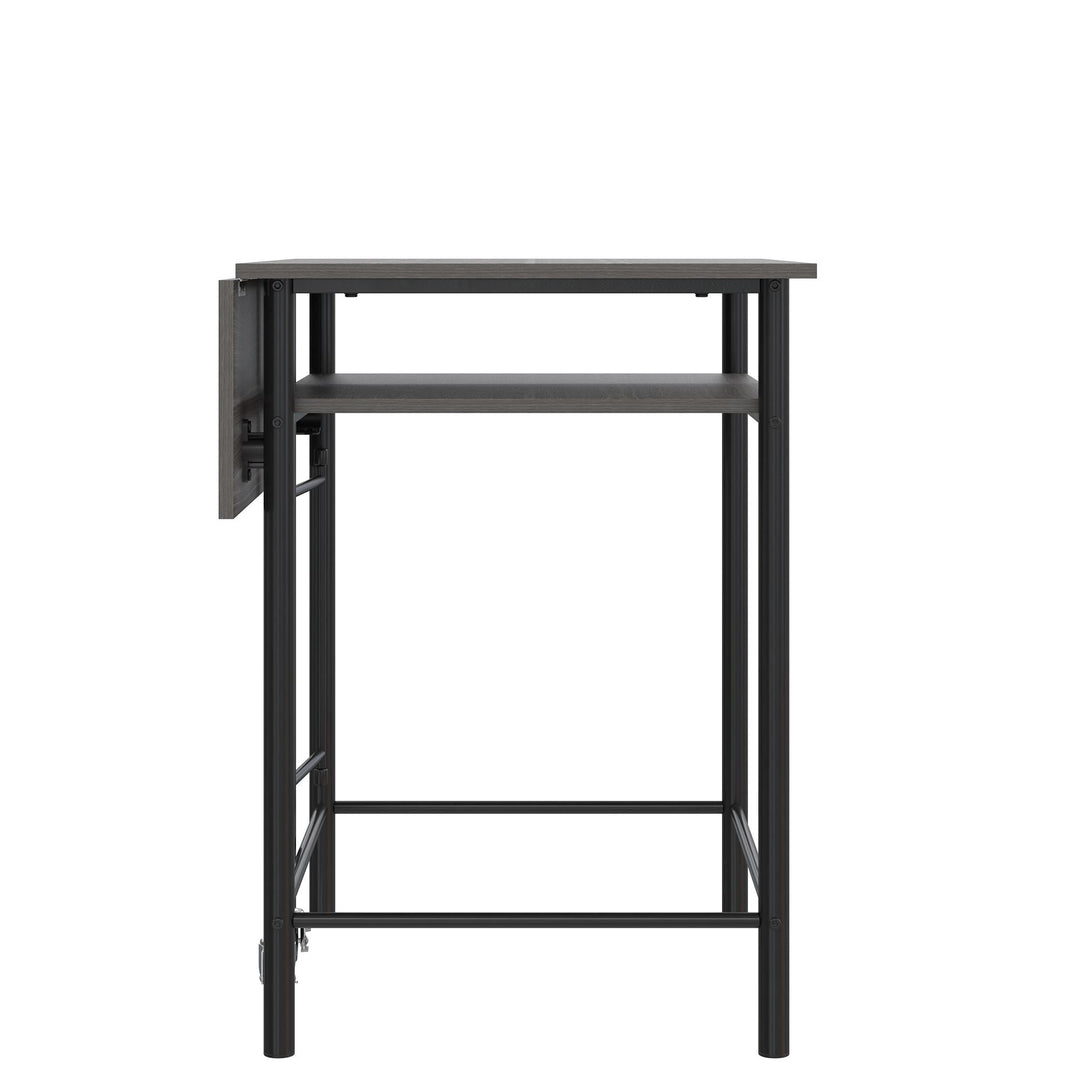 Jace Counter Height Kitchen 3 Piece Pub Set with Drop Leaf and 2 Counter Height Stools - Gray