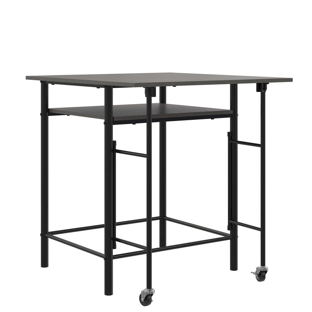 Jace Counter Height Kitchen 3 Piece Pub Set with Drop Leaf and 2 Counter Height Stools - Gray