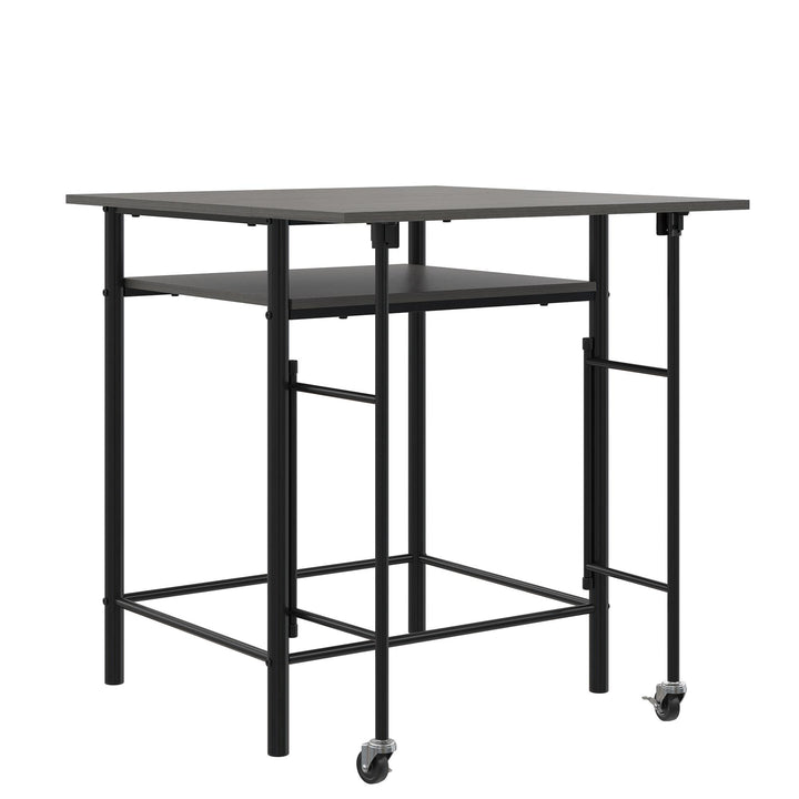Jace Counter Height Kitchen 3 Piece Pub Set with Drop Leaf and 2 Counter Height Stools - Gray