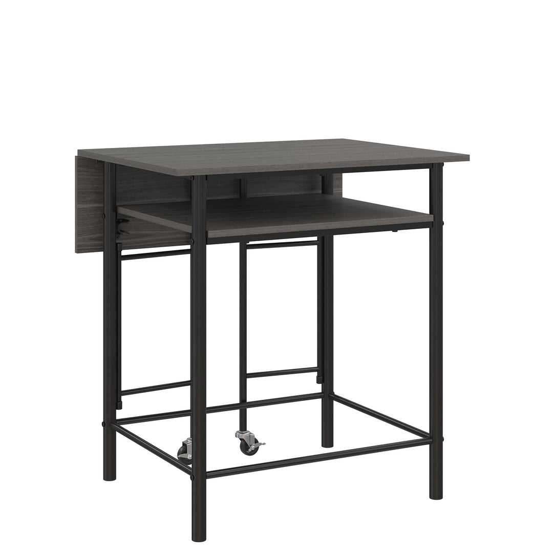 Jace Counter Height Kitchen 3 Piece Pub Set with Drop Leaf and 2 Counter Height Stools - Gray