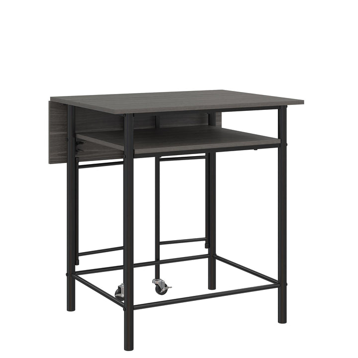 Jace Counter Height Kitchen 3 Piece Pub Set with Drop Leaf and 2 Counter Height Stools - Gray