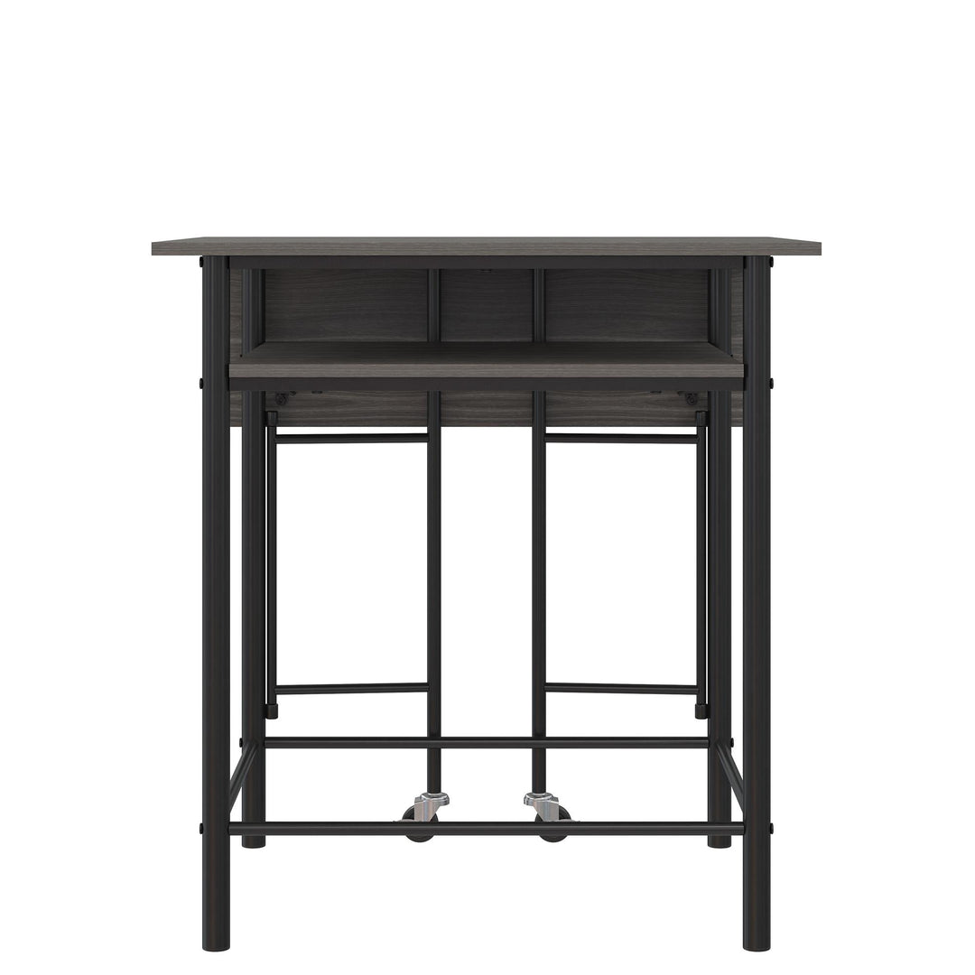 Jace Counter Height Kitchen 3 Piece Pub Set with Drop Leaf and 2 Counter Height Stools - Gray
