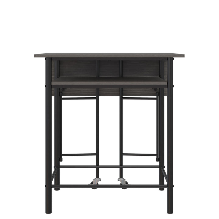 Jace Counter Height Kitchen 3 Piece Pub Set with Drop Leaf and 2 Counter Height Stools - Gray