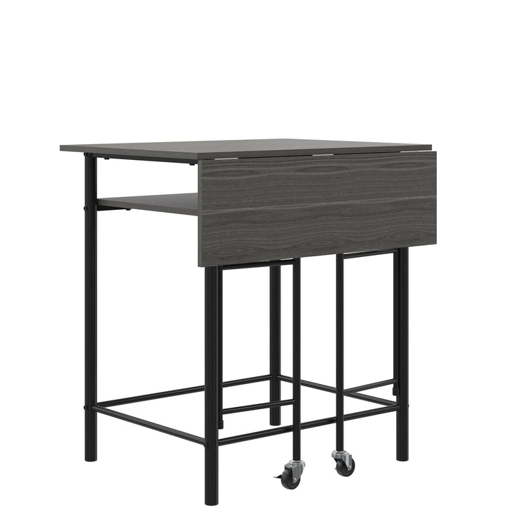 Jace Counter Height Kitchen 3 Piece Pub Set with Drop Leaf and 2 Counter Height Stools - Gray