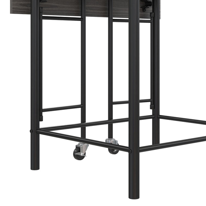 Jace Counter Height Kitchen 3 Piece Pub Set with Drop Leaf and 2 Counter Height Stools - Gray