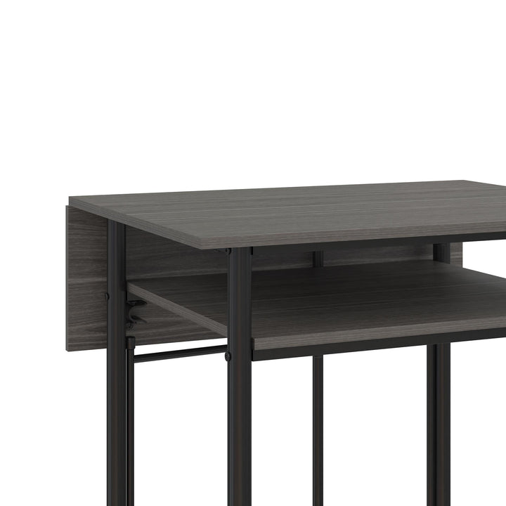 Jace Counter Height Kitchen 3 Piece Pub Set with Drop Leaf and 2 Counter Height Stools - Gray