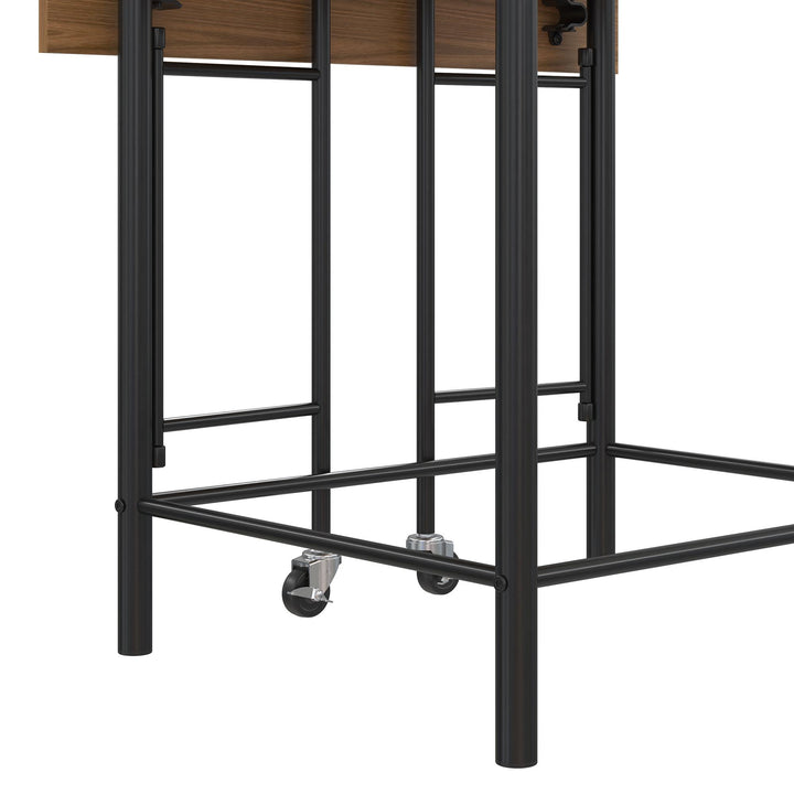 Jace Counter Height Kitchen 3 Piece Pub Set with Drop Leaf and 2 Counter Height Stools - Beige