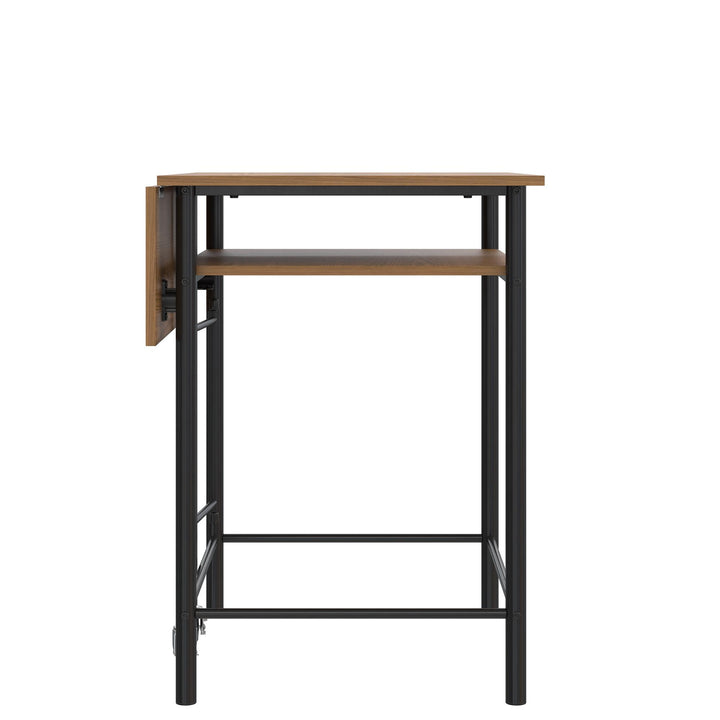 Jace Counter Height Kitchen 3 Piece Pub Set with Drop Leaf and 2 Counter Height Stools - Beige