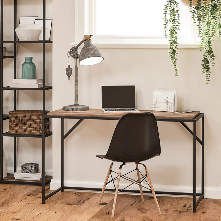 Modern Writing Desk with Charging Feature - Weathered Oak