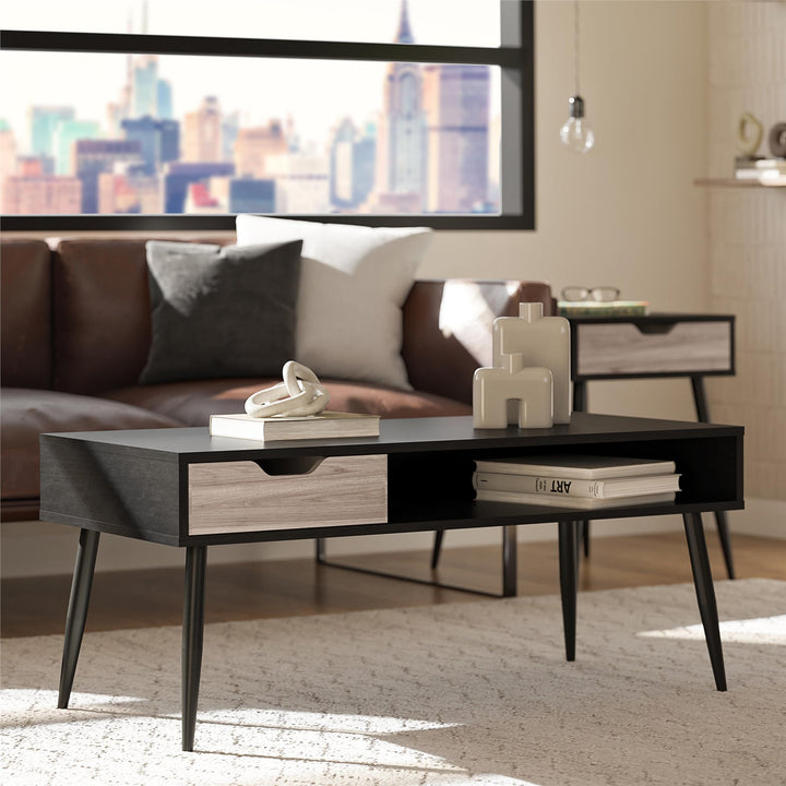 Grafton Coffee Table with Open Cubby - Black Oak