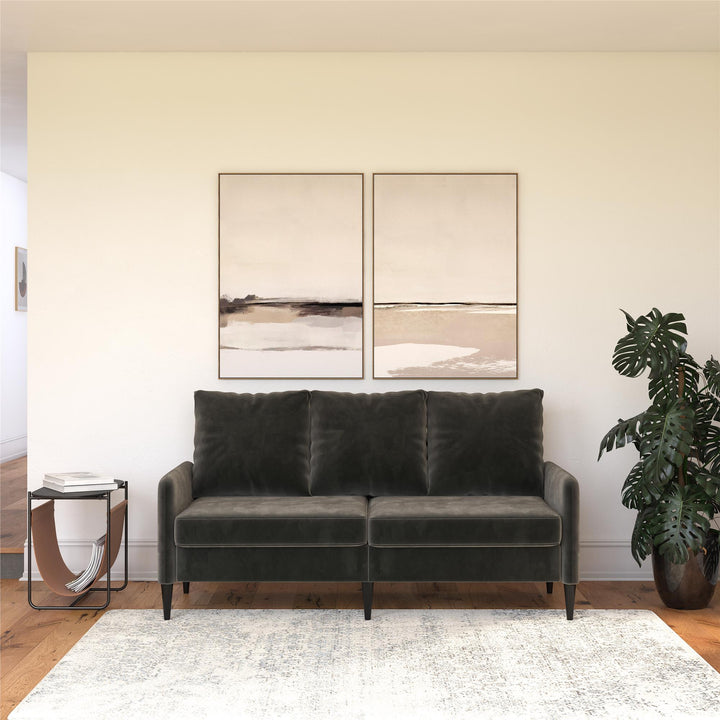 Cassia Pillowback 3-Seater Velvet Sofa with Pocket Coil Seating - Dark Gray