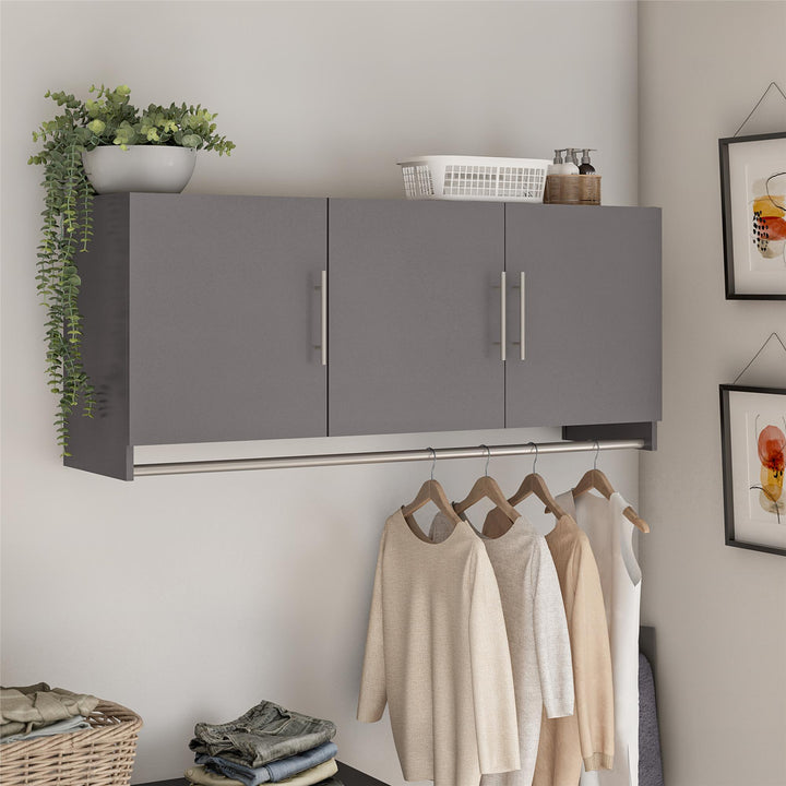 Camberly 3 Door Wall Cabinet with Hanging Rod - Graphite Grey
