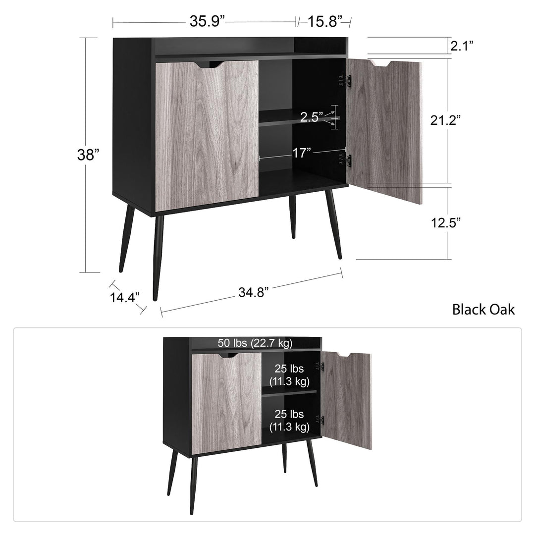 Grafton Bar Cabinet with 4 Shelves and 2 Bottle Dividers - Black Oak