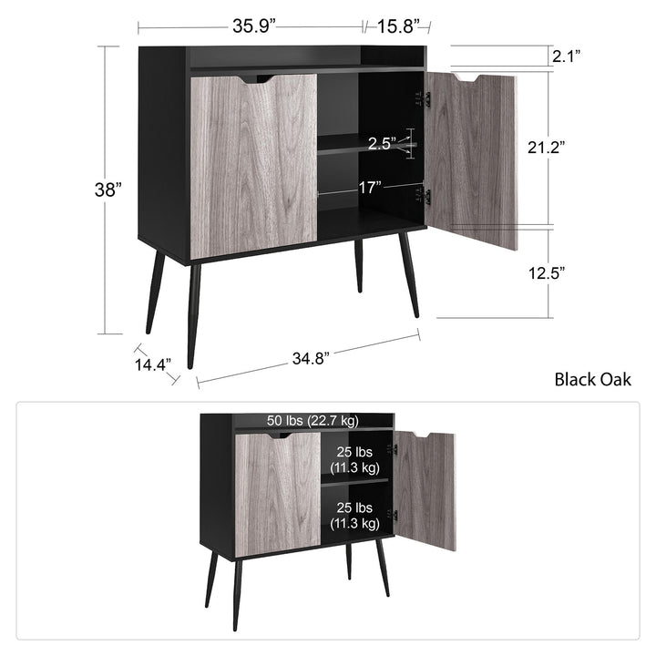 Grafton Bar Cabinet with 4 Shelves and 2 Bottle Dividers - Black Oak