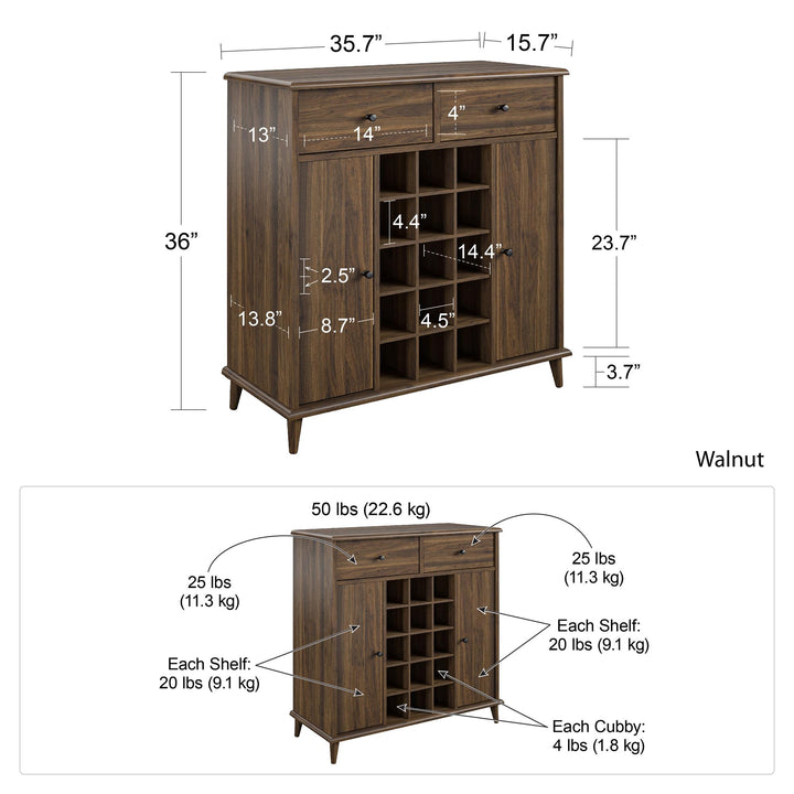 Contemporary Bar Furniture Design - Florence Walnut