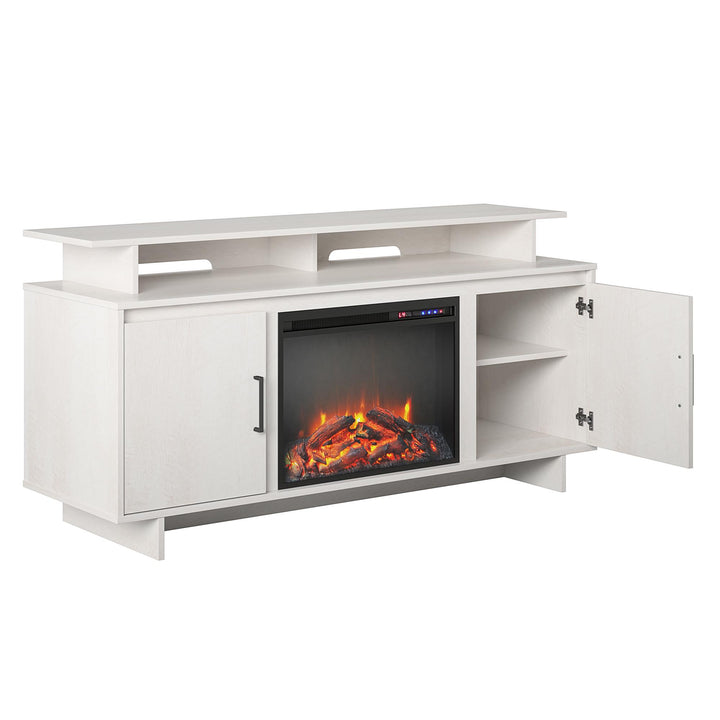 Fireplace TV Console for TVs up to 74" -  Ivory Oak