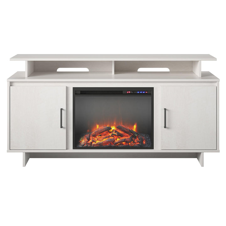 Merritt Avenue Electric Fireplace TV Console with Storage for TVs up to 74" - Ivory Oak