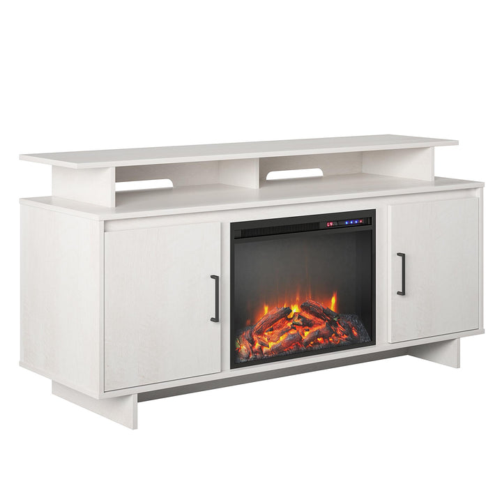 Electric Fireplace TV Console for Large TVs -  Ivory Oak