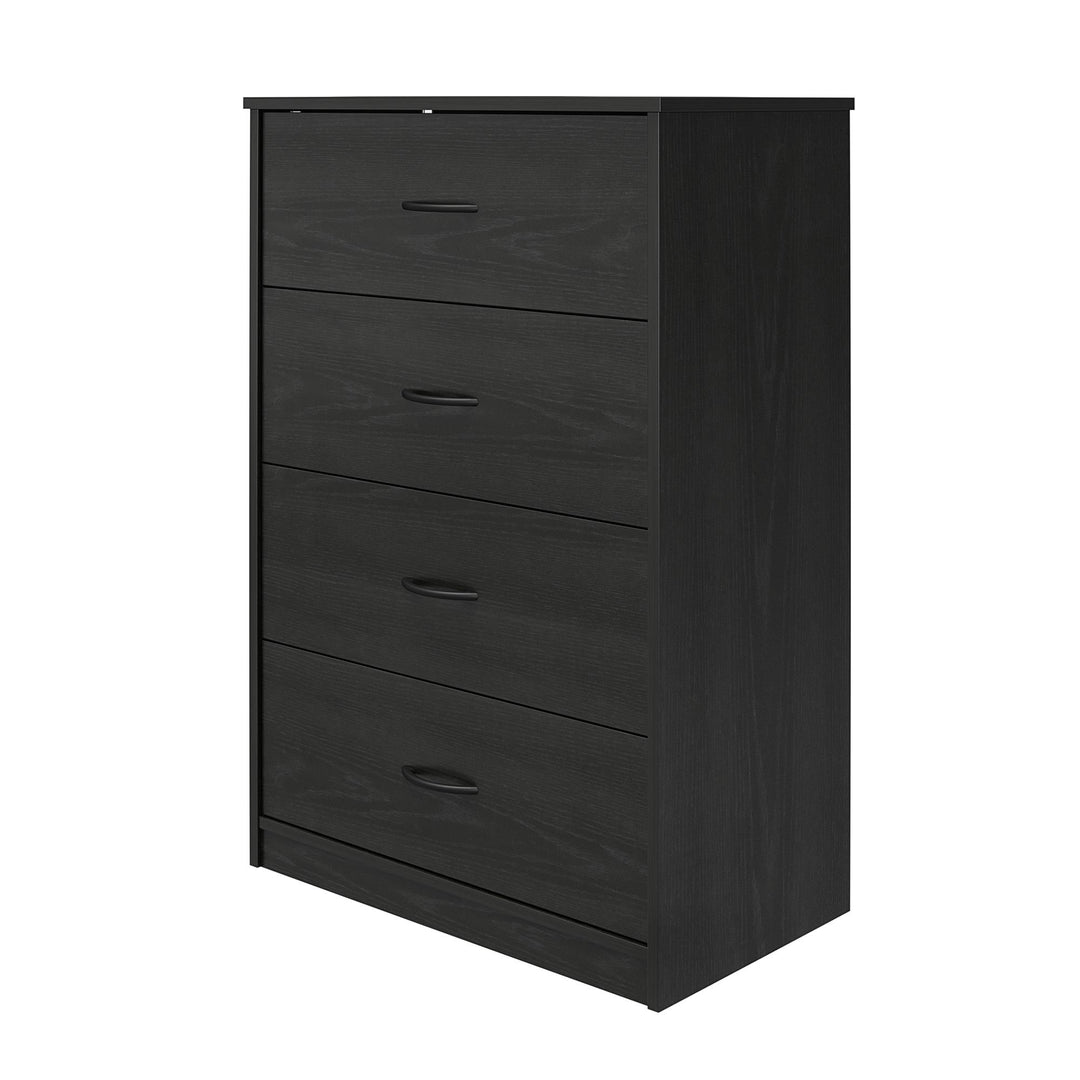Durable bedroom dresser with four pull-out drawers - Black Oak