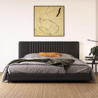Rio Faux Leather Upholstered Platform Bed with Tufted Headboard