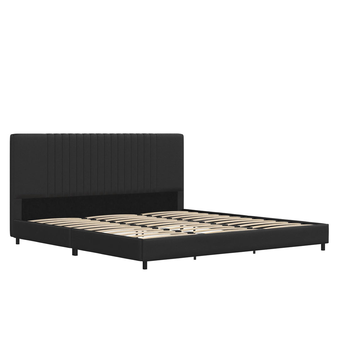 Rio Faux Leather Upholstered Platform Bed with Tufted Headboard - Black - King