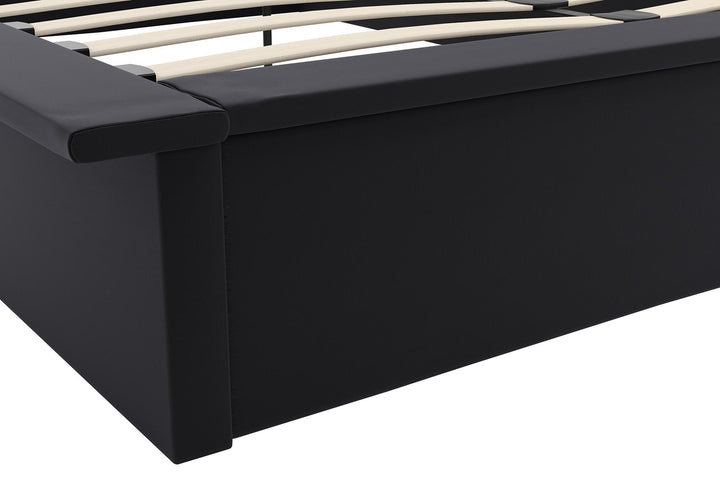 Maven Upholstered Bed with Modern Low Profile Design - Black - Queen