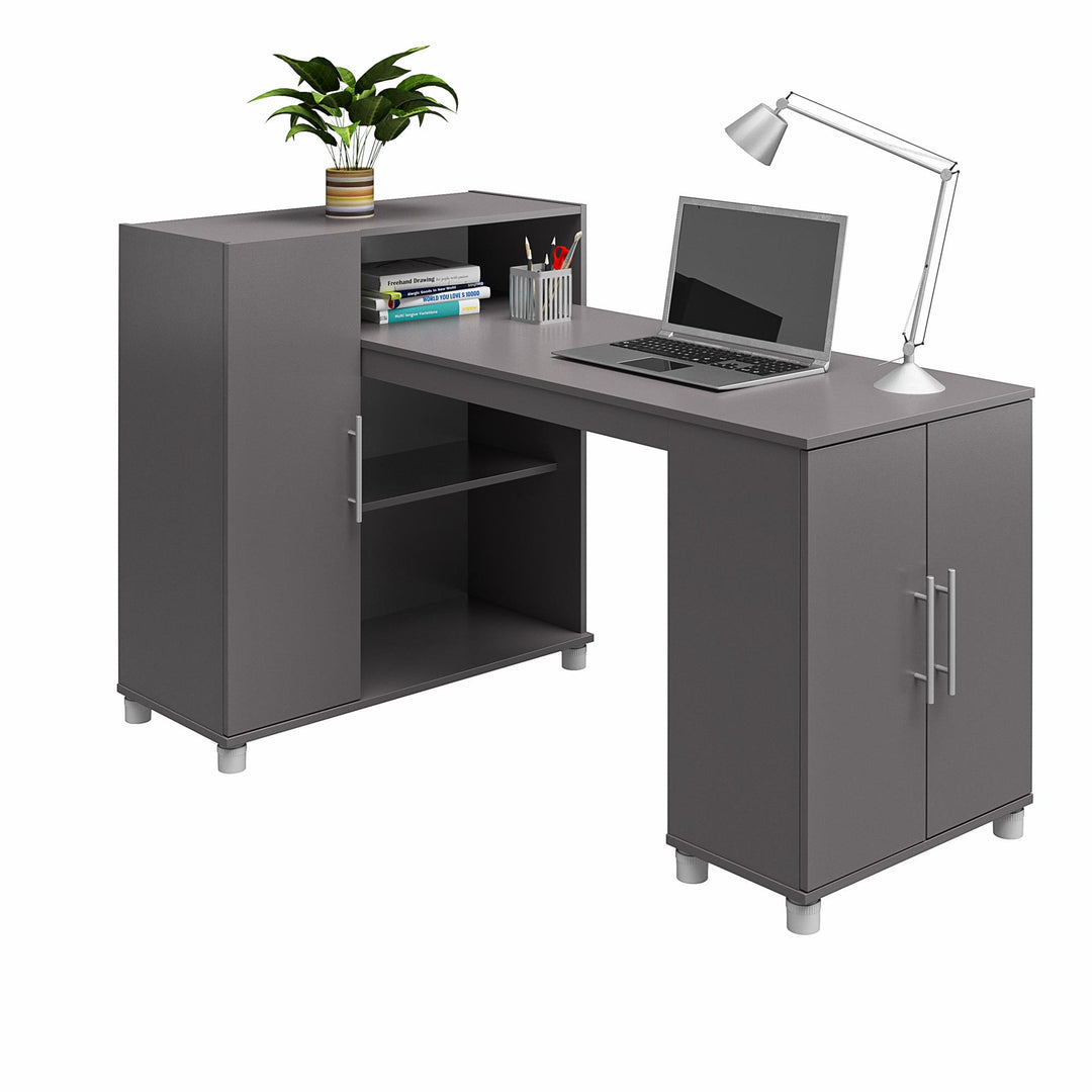 Desk with integrated storage cabinet -  Graphite Grey