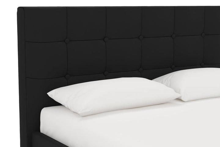Rose Upholstered Bed with Button Tufted Detail - Black - Full