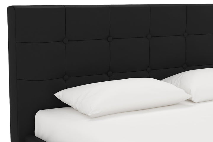 Rose Upholstered Bed with Button Tufted Detail - Black - Queen