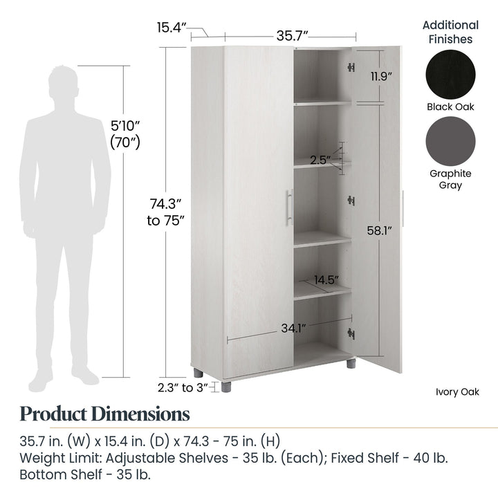 Camberly 36 Inch Utility Storage Cabinet - Ivory Oak