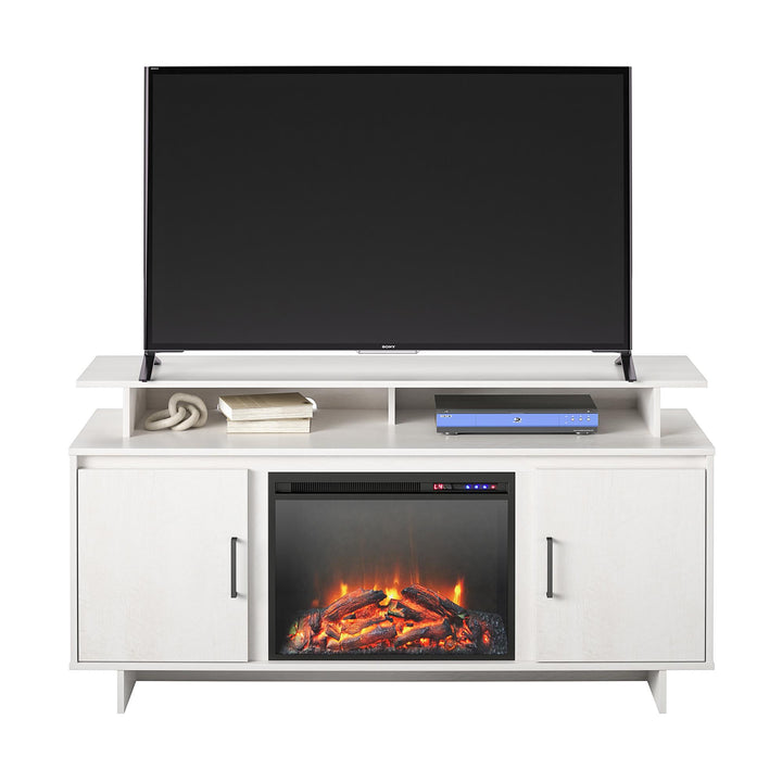 Merritt Avenue Electric Fireplace TV Console with Storage for TVs up to 74" - Ivory Oak
