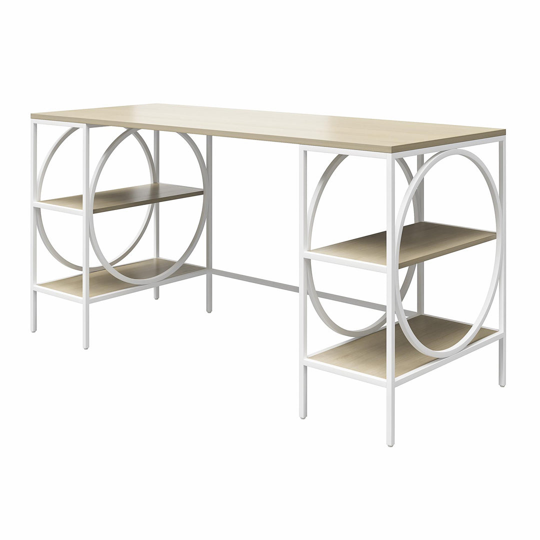 Minimalist workspace: double pedestal elegance - Pale Oak
