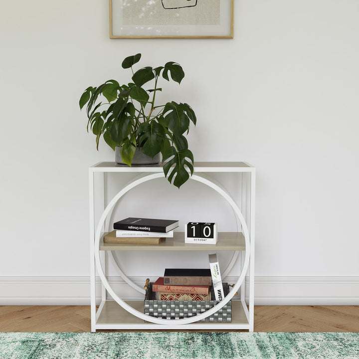accent table with open shelves - Pale Oak