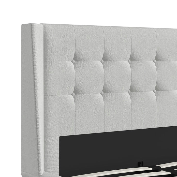 Farnsworth Upholstered Bed with Low Profile Platform Frame - Light Gray - King