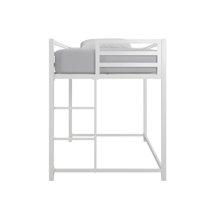 Miles Metal Junior Twin Loft Bed with Integrated Ladder - White - Twin