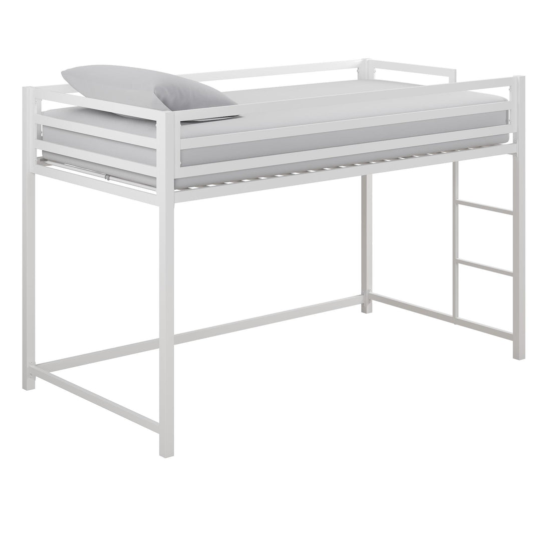 Miles Metal Junior Twin Loft Bed with Integrated Ladder - White - Twin