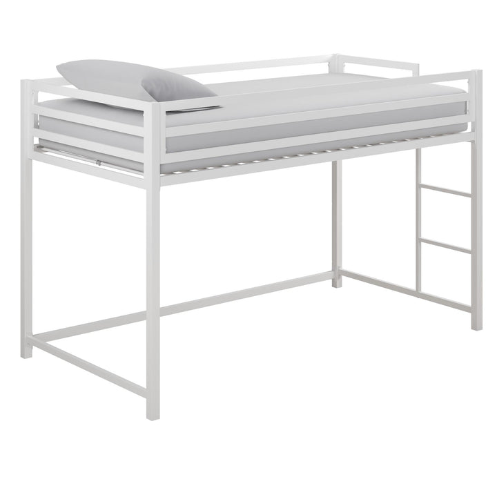 Miles Metal Junior Twin Loft Bed with Integrated Ladder - White - Twin