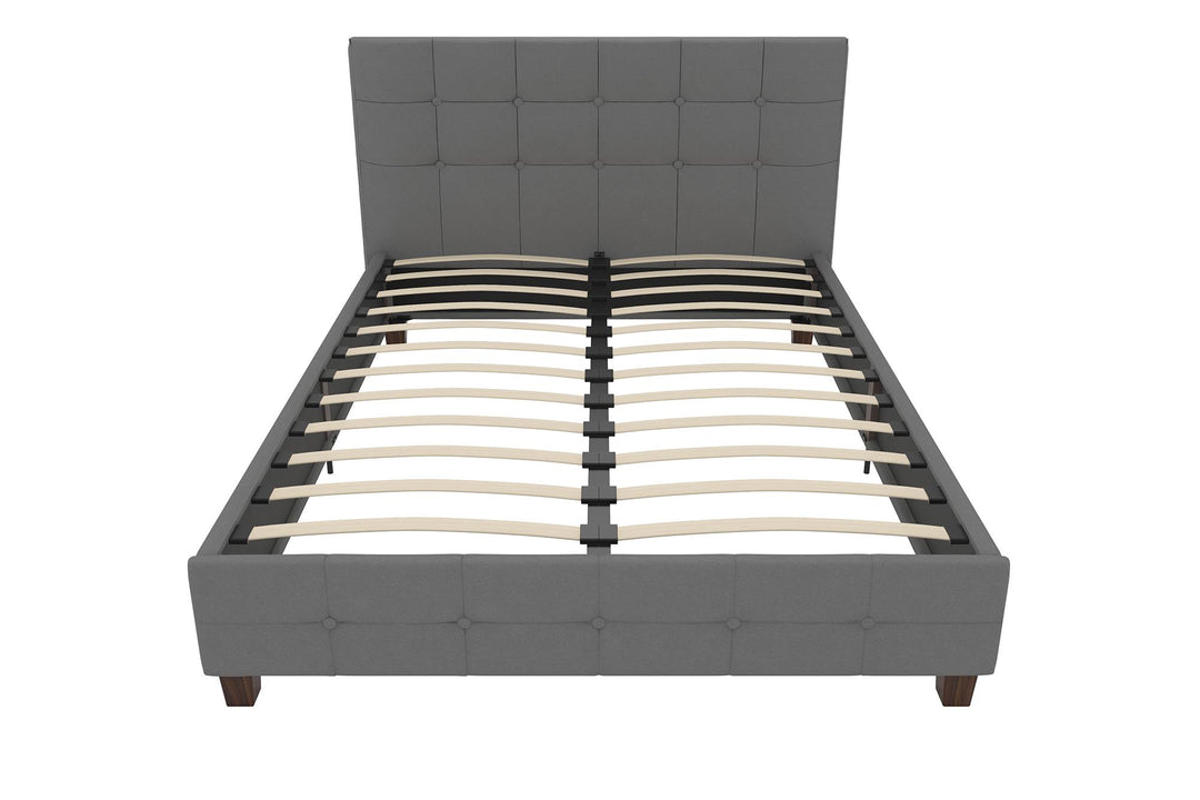 Rose Upholstered Bed with Button Tufted Detail - Gray - Full