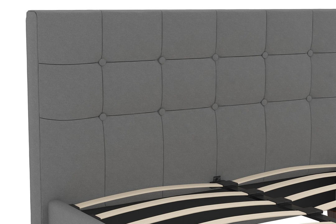 Rose Upholstered Bed with Button Tufted Detail - Gray - Full