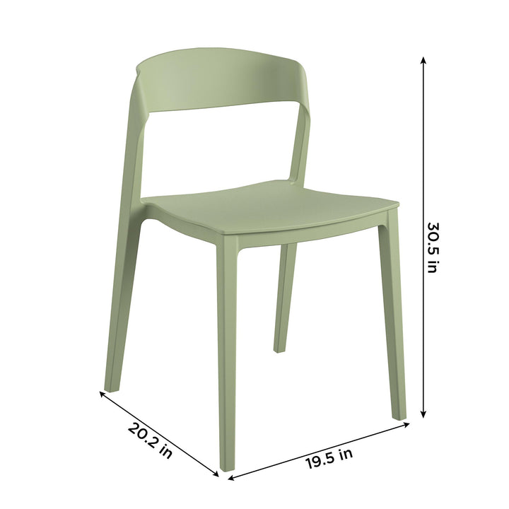 Outdoor/Indoor Stacking Resin Chair with Ribbon Back, Set of 2 - Pale Green - 2-Pack