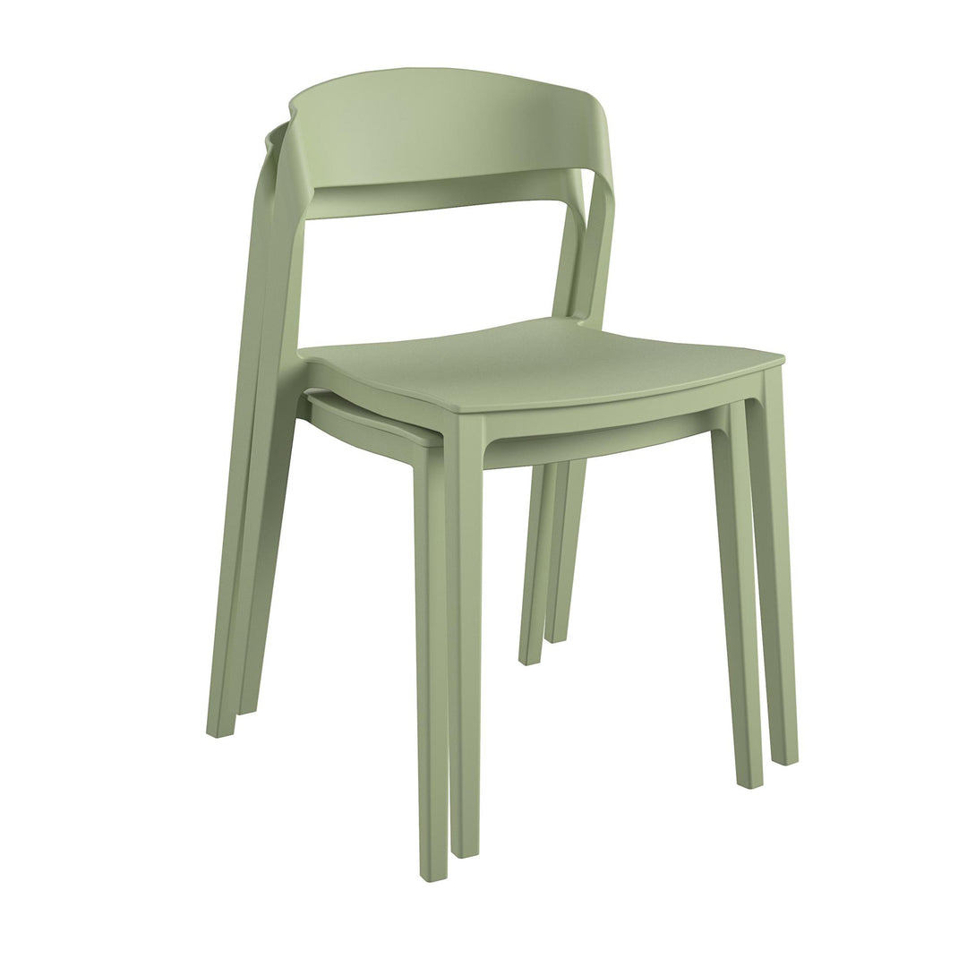 Outdoor/Indoor Stacking Resin Chair with Ribbon Back, Set of 2 - Pale Green - 2-Pack